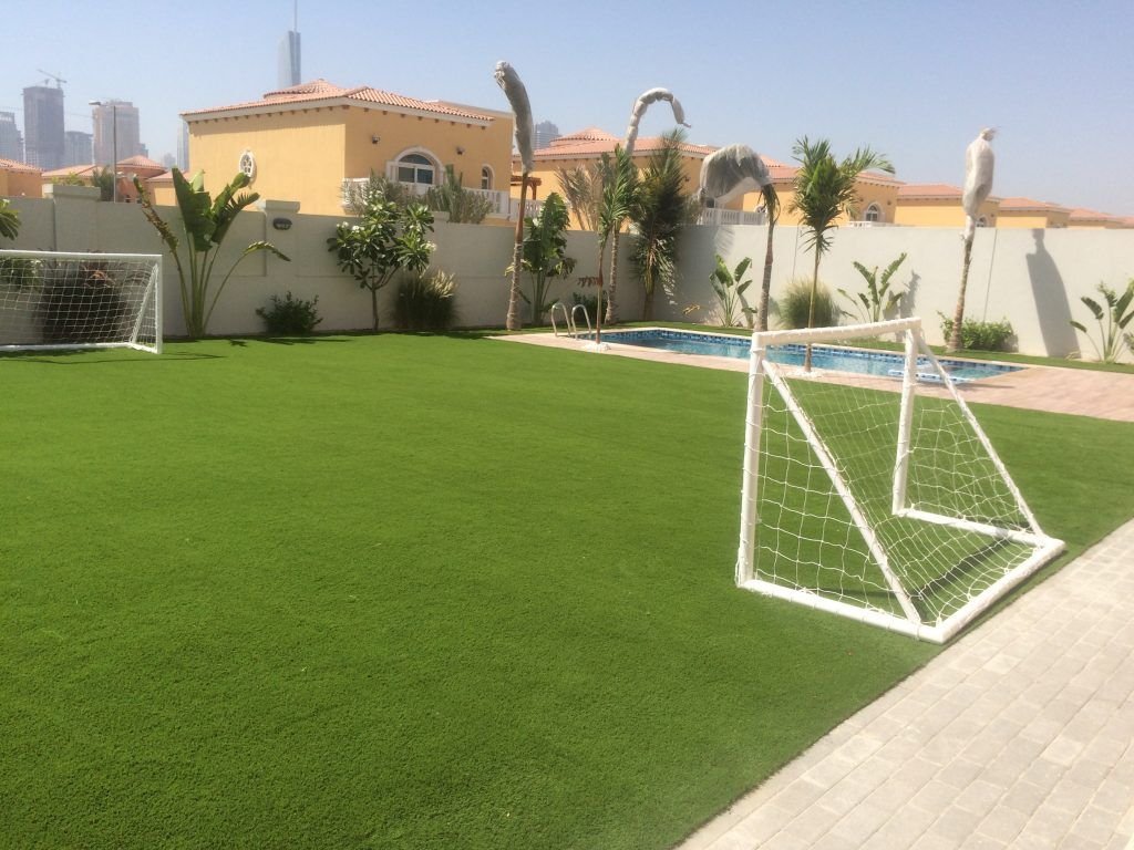 Artificial grass installation project in Muscat