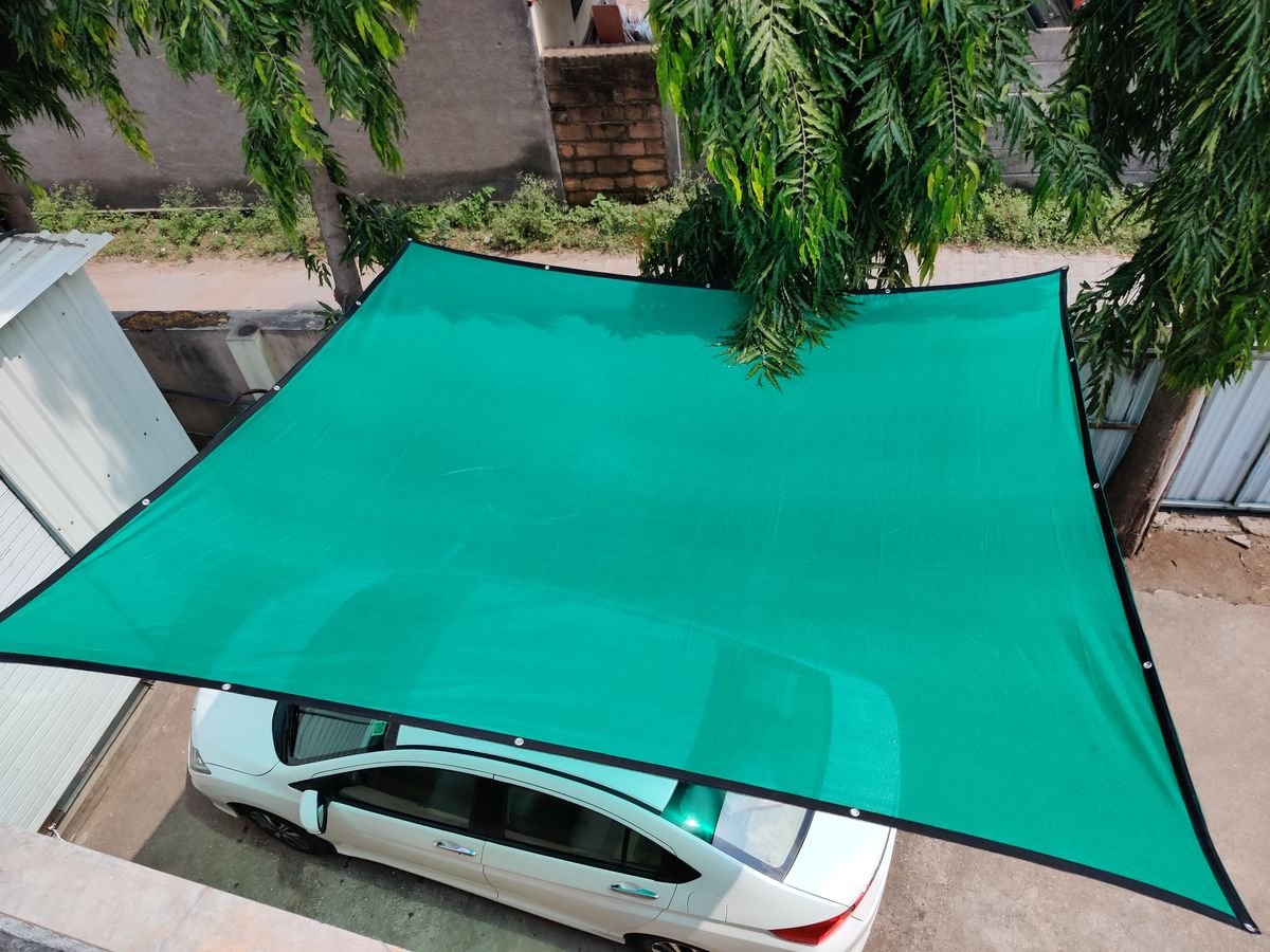 Green net shade installation project in Muscat