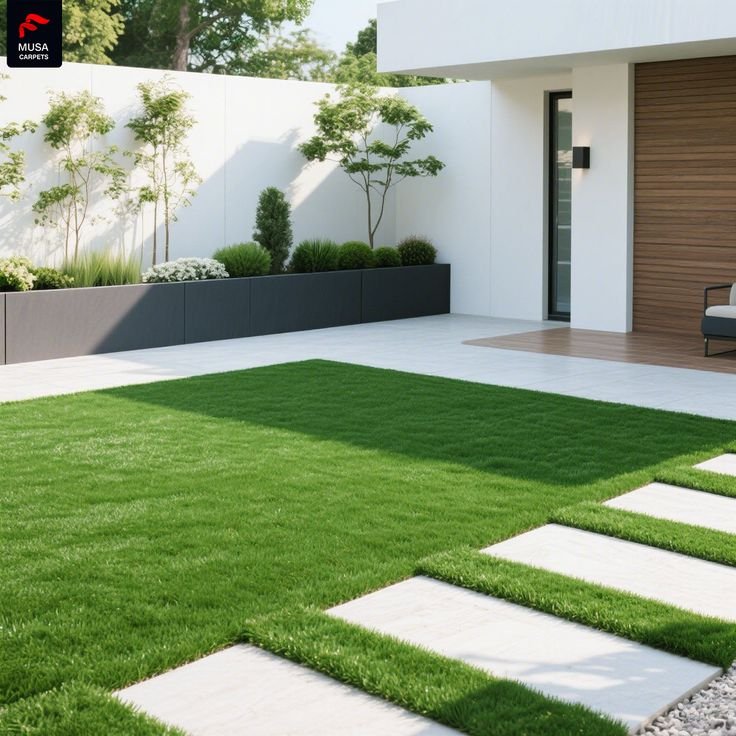 Artificial grass villa backyard installation in Al Khuwair Muscat