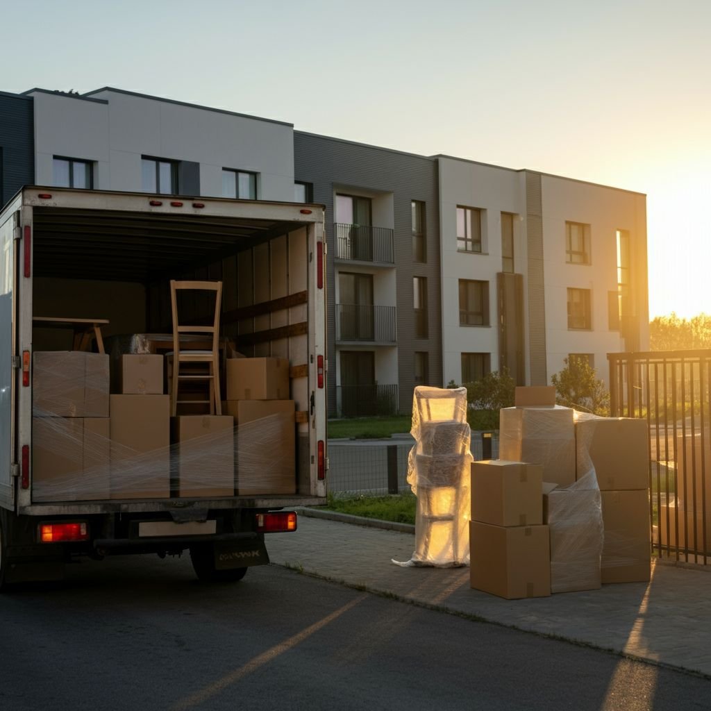 House shifting movers loading packed boxes for a moving job in Muscat, Oman